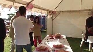 Group party with Kit Lee and Kat Lee are whores with two